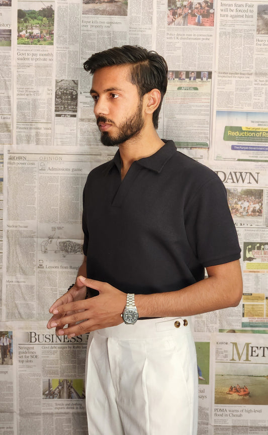 Black knitted polo