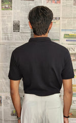 Black knitted polo