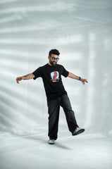 Black graphic tee shirt