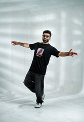Black graphic tee shirt