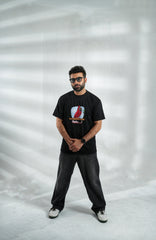 Black graphic tee shirt