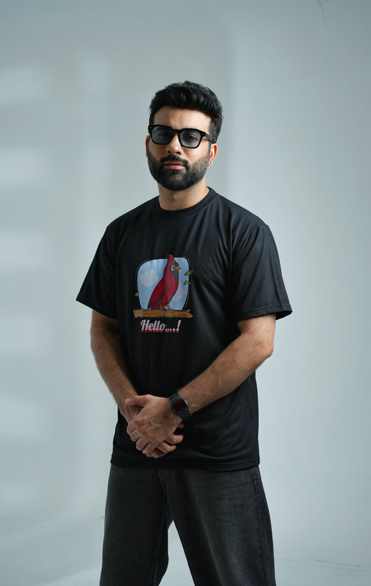 Black graphic tee shirt