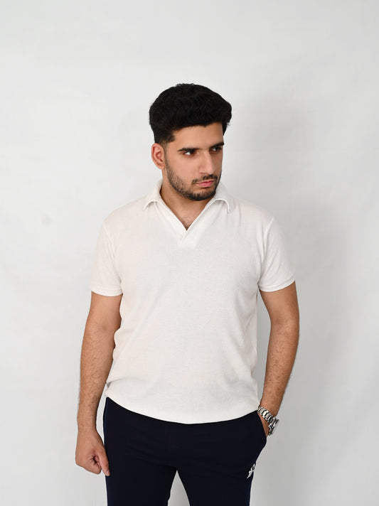 White knitted polo