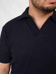 Blue knitted polo